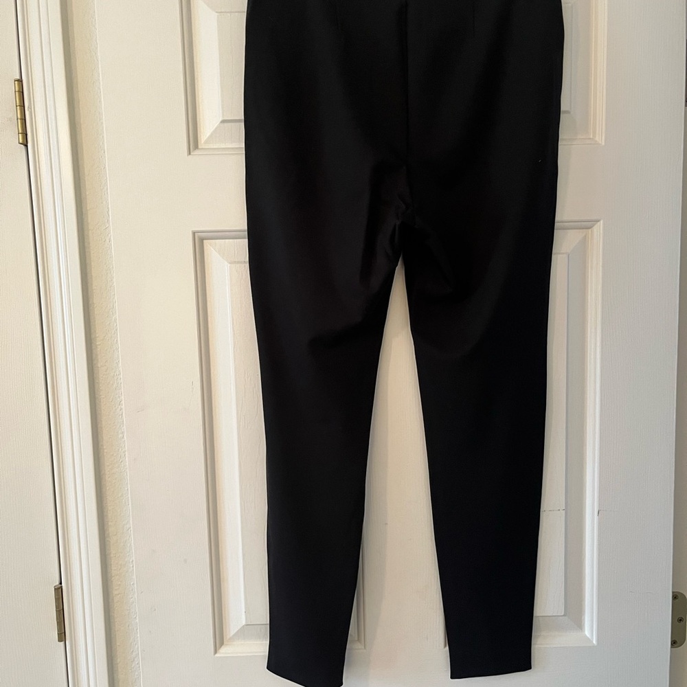 Chico's Black knit pull on pant with FAUX LEATHER front